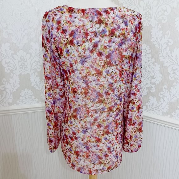 Philosophy Sheer Watercolor Design Blouse Top Size Small - Picture 3 of 4